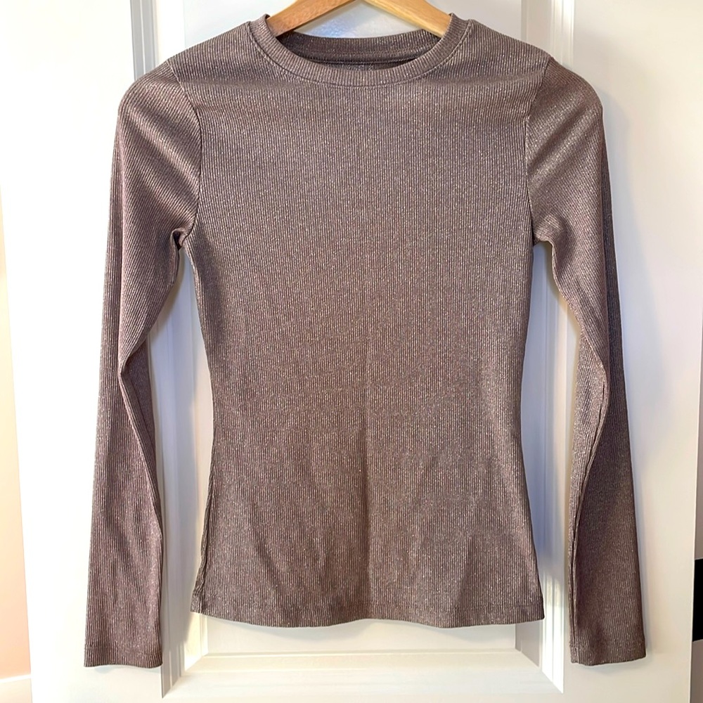 FREE A New Day Metallic Long Sleeve Tee